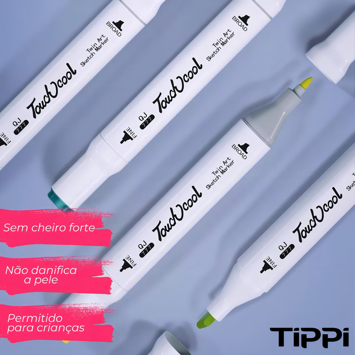 Kit Estojo 60 Cores Canetinhas Coloridas Caneta Marca Texto Ponta Dupla Com Bolsa Estojo Para Colorir Conjunto De Canetas Marcador Permanente Pintura Desenho Profissional Tippi