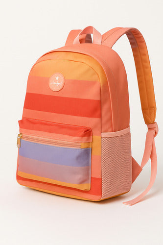 Mochila Feminina Colorida Listrada  Estilo Retrô E Moderna