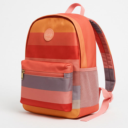 Mochila Feminina Colorida Listrada  Estilo Retrô E Moderna