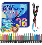 Kit  Canetas 36 Cores Pincel Acrílica Marcador  Papel Tinta